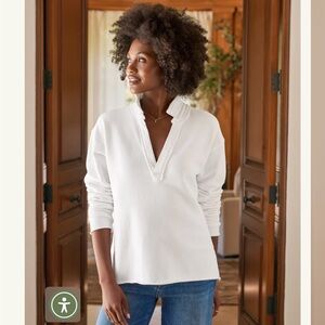 New XL Frank & Eileen Patrick Triple Fleece/ Triple Terry Top White